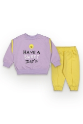 TUFFY GÜLEN YÜZ BASKILI KIZ BEBEK İKİLİ TAKIM