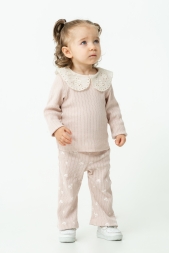 TUFFY ÖRME YAKA DETAYLI KIZ BEBEK İKİLİ TAKIM