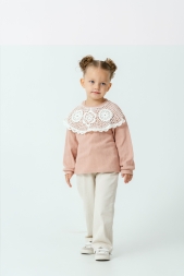 Tuffy Dantel Yaka Jakarlı Kumaş Kız Çocuk Sweatshirt-01265