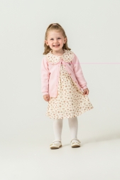 Tuffy Kız Bebek Çiçek Nakışlı Triko Ceketli Elbise-02225