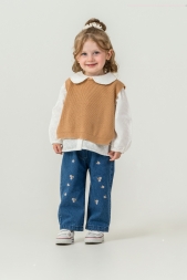 Tuffy Kız Bebek Poplin-Triko Kumaş Üçlü Takım-02205