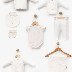 UNISEX 0/3 AY CİVCİV NAKIŞLI 10 PARÇA ZIBIN SETİ