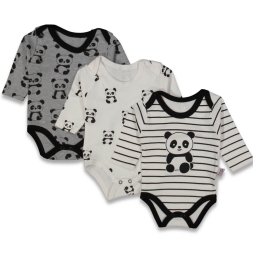 UNİSEX 0/3 AY PANDA BASKILI BADİ