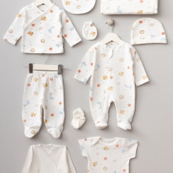 UNISEX 0/3 AY PANTER DESEN 10 PARÇA ZIBIN SETİ