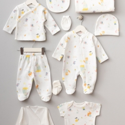 UNISEX 0/3 AY TİLKİ DESENLİ 10 PARÇA ZIBIN SETİ