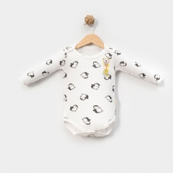 UNISEX 1/9 AY PENGUEN DESENLİ KUCUK UZUNKOL BADİ