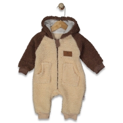 UNİSEX 3/12 AY KUZU KUMAŞ KAPŞONLU CEPLİ TULUM