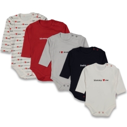 UNİSEX 3/18 AY MOM DAD BASKILI KARIŞIK 5\'Lİ SET