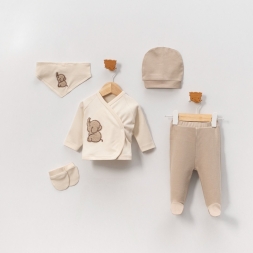 UNISEX 3/3 AY FİL NAKIŞLI ORGANİK 5’Lİ SET