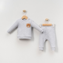 UNISEX 3/6 AY SÜZİNE AYICIK NAKIŞLI TAKIM