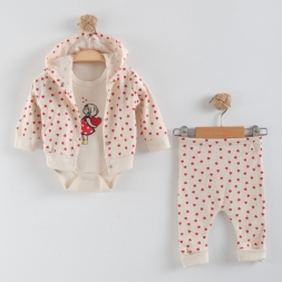 UNISEX 3/9 AY RAPORLU KALPLİ  BADYLİ 3LÜ TAKIM