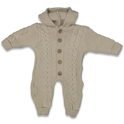 UNISEX 6/12 AY ÇİFT SAÇ ÖRGÜ KAPÜŞONLU TULUM