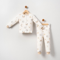UNISEX 6/24 AY ÇITÇITLI BEJ KAFALAR PİJAMA