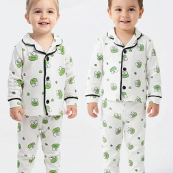 UNISEX 9/24 AY KURBAĞA BASKILI AYLIK PİJAMA TAKIM