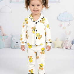 UNISEX 9/24 AY TWEETY BASKILI AYLIK PİJAMA TAKIM