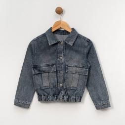 UNISEX ÇOCUK 5-8 YAŞ NAKIŞLI KOT CEKET