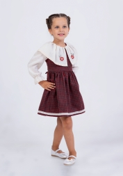 YAKASI NAKIŞLI PİTİKARELİ ELBİSE