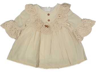 KIZ 6/24 AY BONCUKLU NATUREL DANTELLİ ELBİSE 