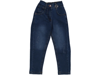 KIZ 4/9 YAŞ FULARLI KOT PANTOLON 