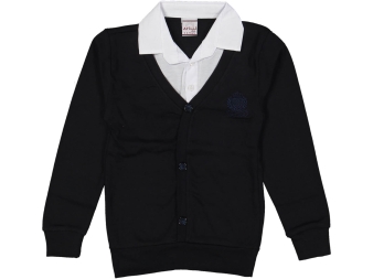 ERKEK 5/14 YAŞ A ARMA NAKIŞLI DÜĞMELİ HIRKALI SAHTE GÖMLEK BEYAZ