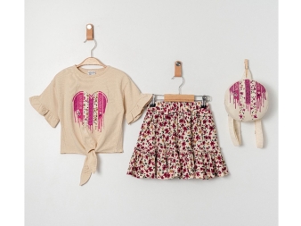 KIZ 3/6 YAŞ KALP ÇANTALI 3 LÜ TAKIM