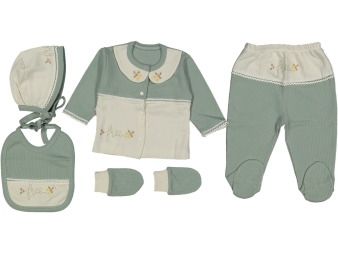 KIZ 1/3 AY ÇİÇEKLİ YAKALI 5Lİ SET