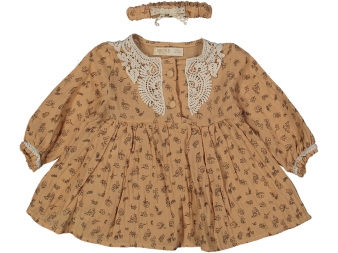 KIZ 6/18 AY VENEZİA GÜPÜR YAKALI ELBİSE 