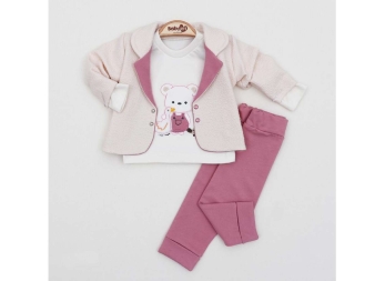 KIZ 3/9 AY TAVŞANLI 3LÜ CEKET TAKIM 