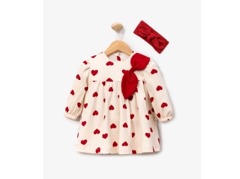 KIZ 3/9 AY BÜYÜK KALPLİ ELBİSE