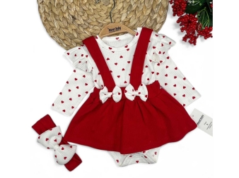 KIZ 9/12 AY KALP BASKILI BADİLİ SALOPET ELBİSE