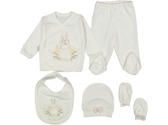 KIZ 1/3 AY FİYONKLU TAVŞAN NAKIŞLI 5'Lİ ZIBIN SETİ