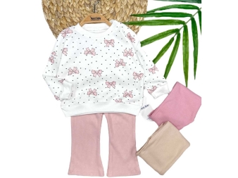 KIZ 9/24 AY FİYONK MİNİK KALP BASKILI TAKIM