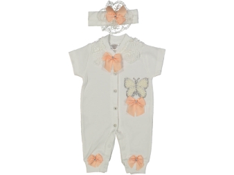 KIZ 3/9 AY KISA KOL İNCİLİ KELEBEK TULUM