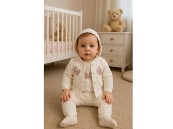 KIZ 3/9 AY SİMLİ KELEBEK NAKIŞLI 3LÜ TAKIM 