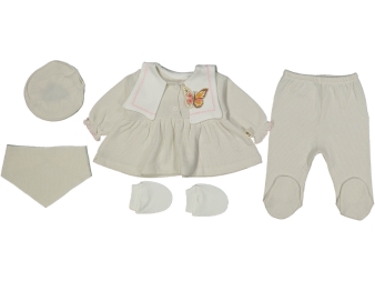 KIZ 3/3 AY KELEBEK NAKIŞLI YAKALI 5Lİ ZIBIN