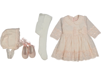 KIZ 3/6 AY MANOLYA FİYONKLU ELBİSE