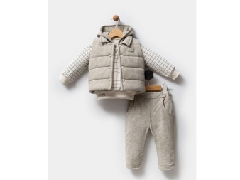 UNISEX 6/18 AY KARELİ TİŞÖRTLÜ 3 LÜ TAKIM 