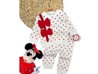 KIZ 3/12 AY MİNİK KALP FİYONK DETAYLI TAKIM