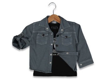 ERKEK 3/7 YAŞ ARKA BASKILI PİEFTİ GÖMLEK 