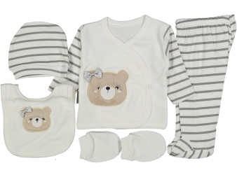 KIZ 0/3 AY ÇİZGİLİ AYILI 5Lİ ZIBIN SET