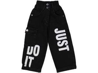 KIZ 3/7 YAŞ JUST YAZILI SİYAH KOT PANTOLON