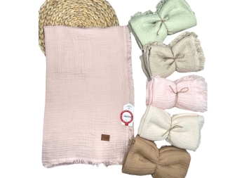 UNİSEX 9/24 AY YAN PÜSKÜLLÜ MÜSLİN BATTANİYESİ