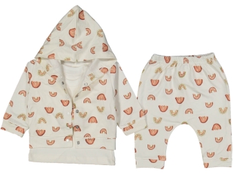 UNISEX 3/9 AY GÖKKUŞAĞI BASKILI 3LÜ TAKIM 