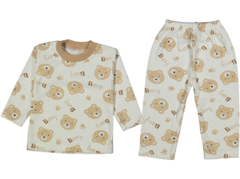 UNİSEX 1/3 YAŞ AYI DESENLİ RAPORLU PİJAMA TAKIM