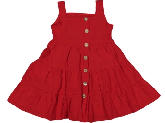 KIZ 4/8 YAŞ BÜRÜMCÜK ASKILI ÖNDEN DÜĞMELİ ELBİSE