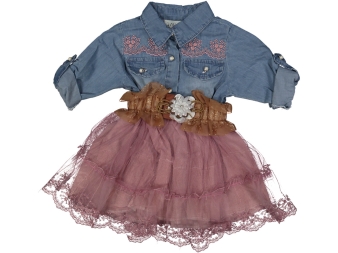 KIZ 2/5 YAŞ KEMERLİ TÜLLÜ ELBİSE 