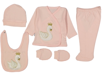 KIZ 1/3 AY LÜX RENKLİ TAÇLI KUĞULU 5Lİ ZIBIN SET