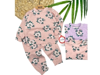 KIZ 3/12 AY ÇİÇEK PUANTİYE BASKILI TAKIM