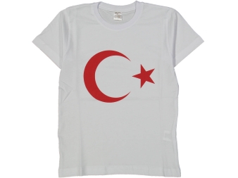 UNISEX 9/12 YAŞ BEYAZ BAYRAK BASKILI TİŞÖRT