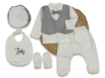 ERKEK 3/3 AY 5 PARÇA  YELEKLİ ZIBIN SETİ 